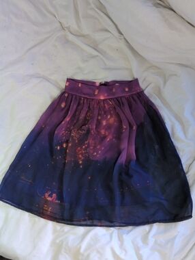 Disney Repunzel Purple Ombre Skirt with Lantern Boat Scene Print